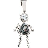 Genuine IceCarats Designer Jewelry Gift 14K White Gold Girl Pendant W/Cz & Trillion Imitation Birthstone. March Girl Pendant W/Cz & Trillion Imitation Birthstone In 14K White Gold