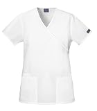 Cherokee Workwear Mock Wrap Scrub Top (White, S)