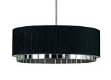 Candice Olson 6741-4H Garbo Chandelier Silk Shade and Antique
Mirror Accents with Adjustable Pole, Black, Diameter 30-Inch by
Height 49-Inch