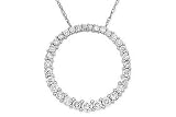 1 Carat Diamond 14K White Gold Journey Circle Pendant w/Chain