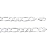 Sterling Silver Figaro Chain 10mm & 24 Inches