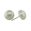 White Freshwater Button Pearl Earrings with 14K Yellow Gold Posts