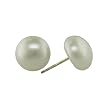 White Freshwater Button Pearl Earrings with 14K Yellow Gold Posts