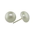 White Freshwater Button Pearl Earrings with 14K Yellow Gold Posts