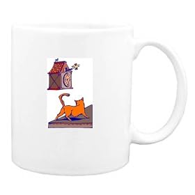 Mug with orange, cat, cuckoo, clock, pet, bird by Clocks