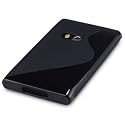 NOKIA N9 "S" CURVED GEL SKIN CASE - SOLID BLACK, WITH QUBITS-BRANDED MICROFIBER CLEANING CLOTH