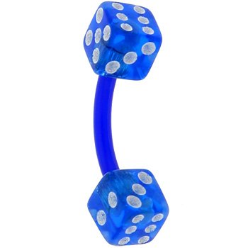 Bioplast Blue Dice Belly Ring