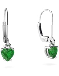 Genuine Emerald 14kt White Gold Lever Back Earrings