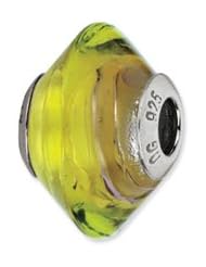 Sterling Silver Green And Purple Italian Murano Glass Charm
