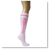 Pink Ribbon Breast Cancer Awareness Relay for Life Knee Socks Great for Fundraising Walk Survivor