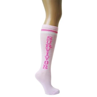 Pink Ribbon Breast Cancer Awareness Relay for Life Knee Socks Great for Fundraising Walk Survivor (Style 08)