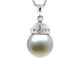 0.04 cts Pearl Pendant - 14kt White Gold FREE GIFT BAG!