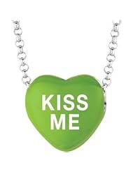 Sweethearts Enamel "Kiss Me" Heart on 16" Necklace Pendant with Gift Box