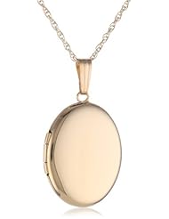 14k Gold Polished Oval Locket Necklace, 18"