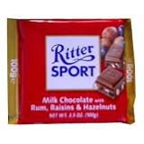 Ritter Sport Milk Chocolate with Rum, Raisins, and Hazelnuts 100g