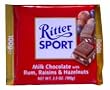 Ritter Sport Milk Chocolate with Rum, Raisins, and Hazelnuts 100g