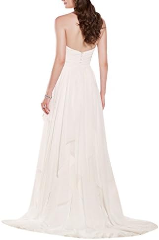 Ice Beauty Sweetheart Simple Beach Chiffon Cheap Wedding Dresses Bridal Gowns Ivory US 2