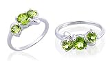 Round Cut Peridot Three-Stone Ring Sterling Silver