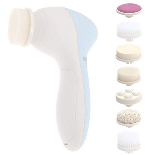 PIXNOR Portable 7-in-1 Electric Beauty Care Massager Facial Massager Cleaner Deep-layer electric facial massage device face Cleaner Clean Machine Polishing Body Massage Skin Spa Cleaning Machine(Light Blue)