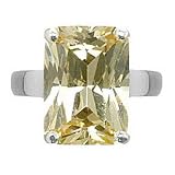 Sterling Silver 10mm x 14mm Canary CZ Cocktail Ring