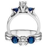 14kt. White Gold, Diamond Engagement Ring with Natural Sapphires