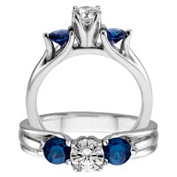 Sapphire and Diamond Engagement Ring in 14K White Gold