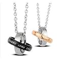 New Stainless Steel "Dreams Come True" Couples Pendant Necklaces Set 18'' 20'' Chains
