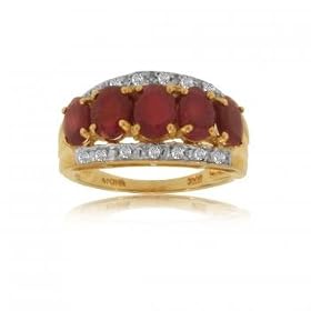 10K Yellow Gold Birthstone Ring w Rubies and Diamonds by GemAffair