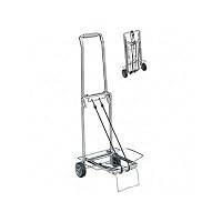 Sparco Compact Luggage Cart, Easy-Grip Handle, Flip-Out Support Platform, 150 lb. Capacity, Chrome