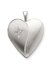 Genuine .925 Sterling Silver 20mm with Diamond Star Heart Locket. 100% Satisfaction Guaranteed.