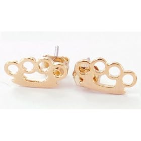 MINI BRASS KNUCKLE EAR STUDS EARRINGS. AVAILABLE IN SILVER, PINK, BLACK AND GOLD