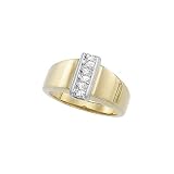 3 Square Shaped Cubic Zirconia Ring in 14K Two Tone Gold