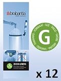 BRABANTIA Lot de 11 ROULEAUX de sacs poubelle G 30L + 1 OFFERT