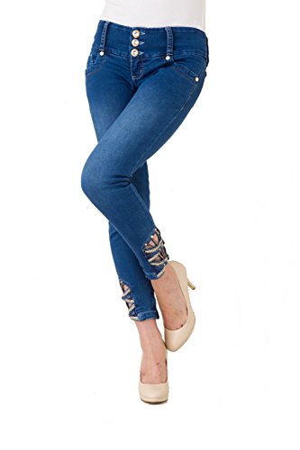 (ルシリア) Lujuria 美脚ストレッチジーンズ[ornament]クロップドデニム ene-62968