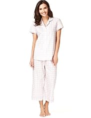 Pure Cotton Gingham Checked Cropped Pyjamas