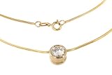 14K Yellow Gold Created Moissanite Solitaire Pendant with Chain