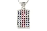 1 5/8 Carat Sapphire, Ruby and Diamond 14K White Gold Pendant w/Chain
