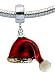 Jingle bells Christmas charms - santa's hat - fits pandora & troll bracelets - hand polished and hand finished to fine jewellery standard - hand painted enamel colouring