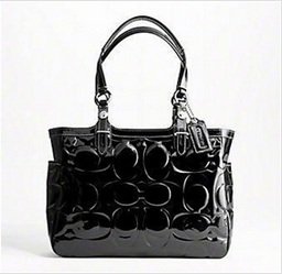 Coach Patent Embossed Tote Black Handbag - Coach 