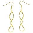 14k Gold Bonded Twisted Elongated Loop Earrings At 3in Length in Goldtone