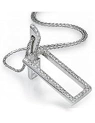 0.50Ct Round Diamond Rectangle Pendant 14K Gold Pave