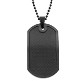 Stainless Steel and Carbon Fiber Dog Tag Pendant with Black Ionic Plating, 22"