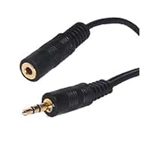 3.5mm Stereo Plug to Stereo Socket 5 Mtrs Gold