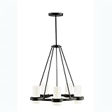 27th Street Chandelier White Opal/Wrought Iron