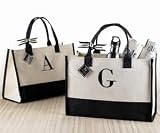 Mud Pie Cosmopolitan Home Canvas Initial Tote