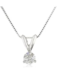 18k Gold Round-Cut Basket Setting 3-Prong Diamond Solitaire Pendant (1/4 cttw, G-H Color, SI1-SI2 Clarity), 18"