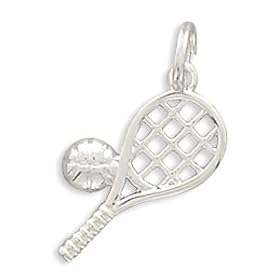Buy Polished Sterling Silver Charm .75 in Polished Tennis Racket Ball by Silver Messages--Free US Shipping