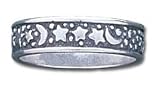 Solid Sterling Silver Moon and Stars Band Ring