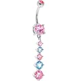 Light Blue Pink Gemstone Dangle Belly Ring