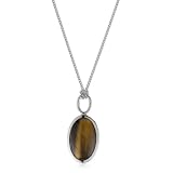 ELLE Jewelry Tiger Eye Sterling Silver Necklac